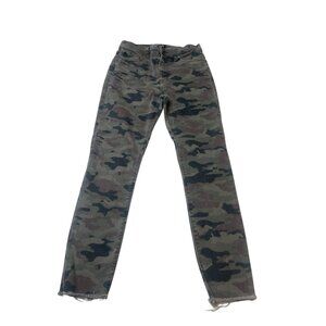 Hudson Camouflage High Waist Barbara Super Skinny Raw Hem Jeans size 27